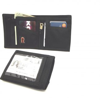 RFID Bifold Wallet with Outside ID Window & Inside Zipper Coin Pocket - Black - 11PLZ-RFID-ID-BLK